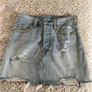 Levi's Light Blue Distressed Mini Skirt